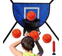 Trampoline Basketball Hoop Set | PVC, Pearl Cotton, Oxford Cloth, PE Net | Includes 4 Mini Balls & Pump | Soft Backboard For Kids Adults Indoor Outdoor