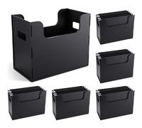 Trandraft 6 carpetas portátiles de escritorio, asas laterales, organizador de archivos, carpetas colgantes, tamaño carta para escuelas, oficina, hogar (negro)