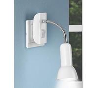Trango 11-058 Lámpara LED con enchufe *ANNA* Lámpara de pared, lámpara de lectura, lámpara de cocina, luz nocturna en blanco mate, incluye 1 bombilla LED E14 de 5 W, 3000 K, luz blanca cálida