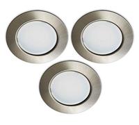 Trango G4E-032 Juego de 3 focos LED empotrables para muebles 12V AC/DC lámpara de techo de níquel mate para sustituir las lámparas convencionales G4 para muebles, campana de cocina, lámpara de armario