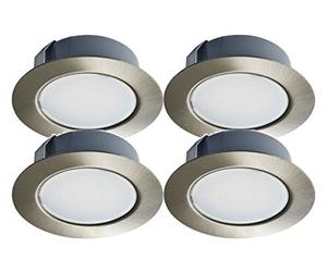Trango G4E-042 Conjunto de 4-12 voltios AC/DC Foco empotrable LED, luminaria empotrada, luz de techo níquel mate para reemplazar luces de muebles convencionales G4 luces de campana de cocina, etc.