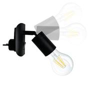 Trango Lámpara LED enchufable 11-059 con 1 bombilla LED E27 de 8W - 3000K blanco cálido, en negro mate *ANNA* lámpara de lectura, lámpara de cocina, luz de noche, lámpara de pared, lámpara enchufable