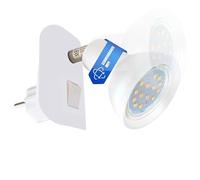 Trango Luz de enchufe LED 11-046 *CALI* en blanco mate con pantalla de vidrio Luz de enchufe incl. 1x Bombilla LED GU10 3000K blanco cálido Lámpara de lectura, lámpara de cocina, lámpara de pared