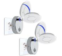 Trango Paquete de 2 luces LED con sensor de luz nocturna 2636-028 en cromo con función automática directa 230V con sensor de movimiento I luz de seguridad I lámpara de enchufe I lámpara de pared