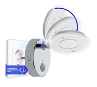 Trango Sensor LED luz nocturna en cromo 2636-018 con función automática directa 230V con sensor de movimiento I luz de seguridad I lámpara de enchufe