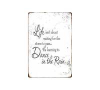 Tranquil Bathroom Decor Metal Sign Life Is Dancing In The Rain Serene Quote Vintage Style Wall-Art for Spa Bathroom Bedroom 8 X 12 Inch