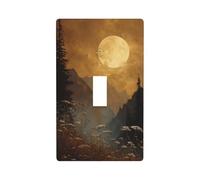 Tranquil Mountain - Cubierta decorativa para interruptor de luz de luna llena dorada, 1 interruptor, placa de pared para cocina, granja, dormitorio, baño, decoración artística