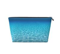 Tranquil - Neceser de viaje de piel con estampado de paisaje submarino para mujer, bolsa de viaje para artículos de tocador, bolsa de cosméticos y maquillaje, Silver, Talla única, Neceser