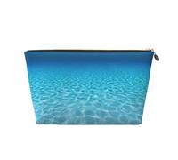 Tranquil - Neceser de viaje de piel con estampado de paisaje submarino para mujer, bolsa de viaje para artículos de tocador, bolsa de cosméticos y maquillaje, Gold, Talla única, Neceser