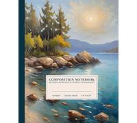 Tranquil Waters Composition Notebook | Impressionistic Landscape Design College-Ruled Notebook: Serene Lake Scene with Rocky Shoreline and Evergreen ... for Students, Artists, and Nature Lovers