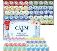 TranquilBliss Bath Bombs Set 50 PCS with 10 Rich Scents, Bath Bombs for Women, Natural Bubble Bombs with Shea Butter & Safe Oil, Ideal for Christmas, Birthday, Valentine's Day Mother's Day Present