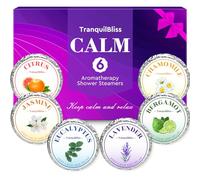 TranquilBliss Vaporizadores de ducha, paquete de 6 tabletas de ducha con fragancia natural, cuidado personal y relajación, día de la madre, empaquetadas individualmente, vaporizadores de ducha para el