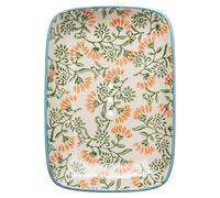 Tranquillo Jabonera Fleur Cuadrada de Barro con Agujeros para el desagüe 13,5 x 9,5 x 2 cm.