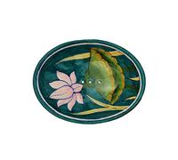 Tranquillo Jabonera ovalada de cerámica pintada a mano con agujeros para el drenaje del agua, 13 x 9,5 x 2 cm