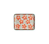 Tranquillo Jabonera Rectangular Grande Flor Cerámica Rectangular con Orificios para Drenaje de Agua 13 x 10 x 2 cm