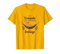 Tranquilo como Un Capibara En Domingo | Frase Divertida Camiseta, Hombre, Dorado Brillante, XL