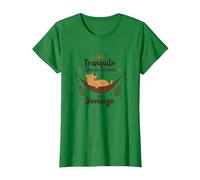 Tranquilo como Un Capibara En Domingo | Frase Divertida Camiseta, Mujer, Verde Kelly, XXL
