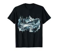Tranquilo Invierno Montaña Paisaje Reflexión Camiseta