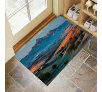 Tranquilo Paisaje Rural Felpudo Antideslizante - 40 x 60 cmCampos Atardecer Trampa de Tierra Felpudo Exterior e Interior para una Entrada Limpia - Fácil de Cuidar - Naranja-Marrón