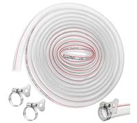 TranRantic Manguera Trenzada de PVC, 5 m x 16 mm | Transparente Reforzada de Alta Presión, Tubo Flexible para Agua Gas Aceite Aire Comprimido, con 2 Abrazadera Acero Inoxidable