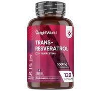 Trans Resveratrol con Quercetina 550mg - 120 Cápsulas de un 98% de Knotweed Japonés y Sophora Japonica - 4 Meses de Suministro - Apto para Veganos y Sin Gluten