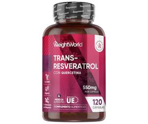 Trans Resveratrol con Quercetina 550mg - 120 Cápsulas de un 98% de Knotweed Japonés y Sophora Japonica - 4 Meses de Suministro - Apto para Veganos y Sin Gluten