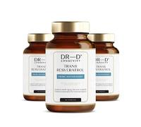 Trans Resveratrol de DR-D Longevity - 1000 mg, antioxidante premium, 99% puro trans-resveratrol, dosis altas, 60 cápsulas veganas - 30 dosis diarias (3 meses / 3 botellas)