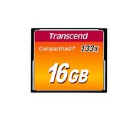 Transcend 16GB 133x Compactflash memoria flash - Tarjeta de memoria (16 GB, CompactFlash, 65 MB/s, Negro)