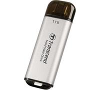 Transcend 1TB SSD Portátil ESD300S USB Tipo-C 10 Gbit/s Compatible con PS4/PS5, Plateado TS1TESD300S
