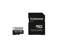 Transcend 64GB microSDXC 350V Memory Card UHS-I, C10, U3, Full HD, hasta 100/40 MB/s, ideal para dashcams, cámaras de seguridad y sistemas de vigilancia TS64GUSD350V