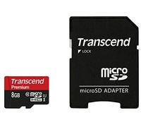 Transcend - Tarjeta de memoria flash de 8 GB MicroSDHC 60 MB/s 400X UHS-I Clase 10 Micro SD SDHC con adaptador TS8GUSDU1 lote al por mayor + (5 fundas)