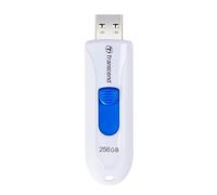 Transcend Memoria USB JetFlash 790 256GB, USB 3.0, Color Blanco | Memoria USB 3.2 Gen 1, diseño retráctil sin tapa con llavero, almacenamiento y copia de seguridad de datos.
