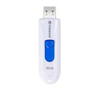 Transcend Memoria USB JetFlash 790 32GB, USB 3.0, color blanco | Memoria USB 3.2 Gen 1, diseño retráctil sin tapa con llavero, almacenamiento y copia de seguridad de datos.