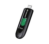 Transcend Memoria USB JetFlash 790 64GB, USB 3.0, USB-C, Negra | Memoria USB 3.2 Gen 1, diseño retráctil sin tapa con llavero, almacenamiento y copia de seguridad de datos.