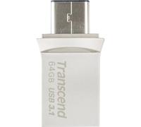 Transcend Pendrive JetFlash 890 64GB Dual flash USB 3.0, ultracompacta | Memoria USB 3.2 Gen 1, tipo C, carcasa metálica, OTG, software de recuperación de datos.