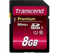 Transcend Premium - Tarjeta de Memoria Flash 8GB SDHC Clase 10 UHS-I, 45Mb/s de Ultra Alta Velocidad Para Cámaras Profesionales