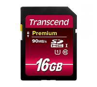 Transcend Premium - Tarjeta de Memoria SDHC 16GB UHS-I Clase 10 de Ultra Alta Velocidad Para Cámaras Profesionales