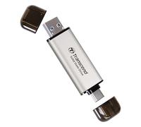 Transcend SSD Portátil 1TB Alta Velocidad hasta 1050 MB/s, Ultra Pequeño, Compatible con Tipo-A/Tipo-C PS4/PS5 Probado para Funcionar con USB 10Gbps, Plateado - TS1TESD310S