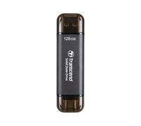 Transcend SSD portátil Doble ESD310 128GB, 1050 MB/s, USB-A+C, Memoria USB | Disco duro externo de estado sólido USB 3.2 Gen 2 para iPhone 17, 16, 15, iPad, Mac, Tesla, Steam Deck, Android, Smart TV