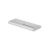 Transcend SSD portátil ESD240C 480GB, 520 MB/s, Aluminio Plateado, USB-C | Disco duro externo de estado sólido USB 3.2 Gen 2, delgado y de tamaño de bolsillo, para Macbook, iPad y Mac.
