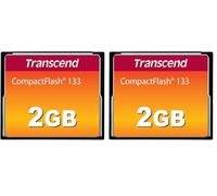 Transcend Tarjeta de Memoria CompactFlash 133 2GB (CF Card) hasta 50/20 MB/s, Compatible con Modo de Transferencia Ultra DMA 4 con MLC NAND Flash, Ideal para DSLR Básicas - TS2GCF133 (Paquete de 2)