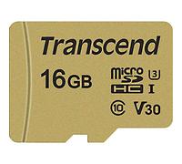 Transcend Tarjeta de Memoria microSDHC 500S 16GB UHS-I, C10, U3, V30, 4K, Full HD, hasta 95/80 MB/s, Diseñada para Cámaras de Acción y Drones - TS16GUSD500S