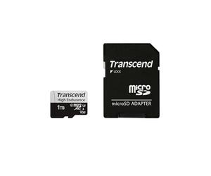 Transcend Tarjeta microSD USD350V 1TB Alta Resistencia, 100MB/s, U3, V30 | Tarjeta de memoria microSDXC UHS-I con adaptador para cámara de salpicadero, cámara de seguridad y sistema de vigilancia.