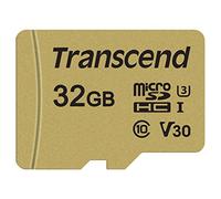 Transcend Tarjeta microSD USD500S UHS-I 32GB, 95 MB/s, C10, U3, V30, MLC | Tarjeta de memoria microSDHC de alta resistencia para videocámaras y cámaras DSLR.