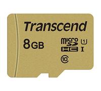 Transcend Tarjeta microSD USD500S UHS-I 8GB, 95 MB/s, U1, C10, MLC | Tarjeta de memoria microSDHC de alta resistencia para videocámaras y cámaras DSLR.
