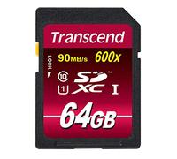 Transcend Ultimate - Tarjeta de memoria MLC SDXC de 64 GB (Clase 10, UHS-I, 90 MB/s, 600x), rojo