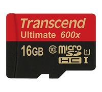 Transcend Ultimate - Tarjeta microSD de 16 GB (incorpora Chip MLC de máxima Calidad, uhs-i, Clase 10-90 MB/s, 600x - con Adaptador a SD), Negro