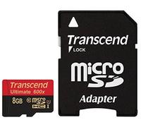 Transcend Ultimate - Tarjeta microSD de 8 GB (incorpora Chip MLC de máxima Calidad, uhs-i, Clase 10-90 MB/s, 600x - con Adaptador a SD), Negro