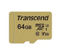 Transcend USD500S - Tarjeta microSD de 64 GB, microSDHC Clase 10 UHS-I U3, V30, con chip MLC, Lectura hasta 95 MB/s