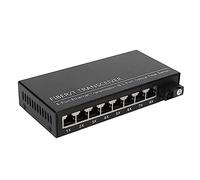 Transceptor de Fibra, Convertidor de Medios de Fibra Tx1310nm RX1550nm con Puerto óptico 8 Puertos Eléctricos para Monitorear la Actividad de la Red, Modo único de Fibra única